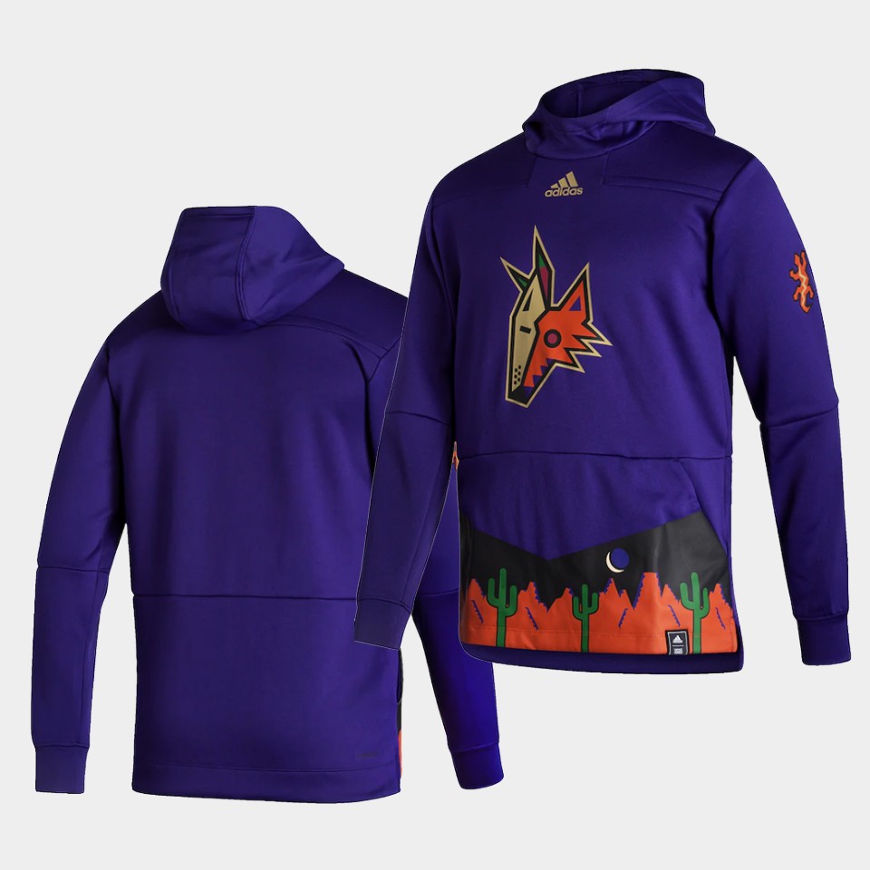Men Arizona Coyotes Blank Purple NHL 2021 Adidas Pullover Hoodie Jersey->chicago blackhawks->NHL Jersey